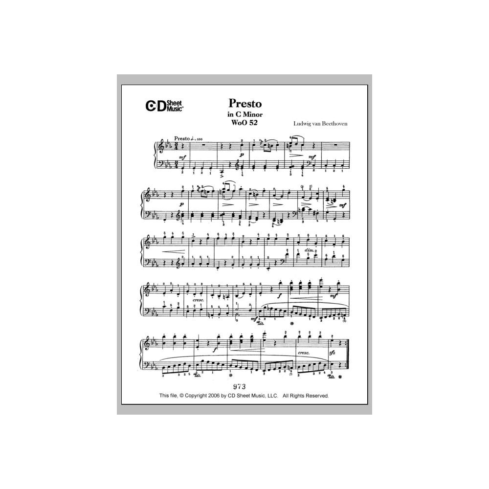 Presto In C Minor, Woo 52