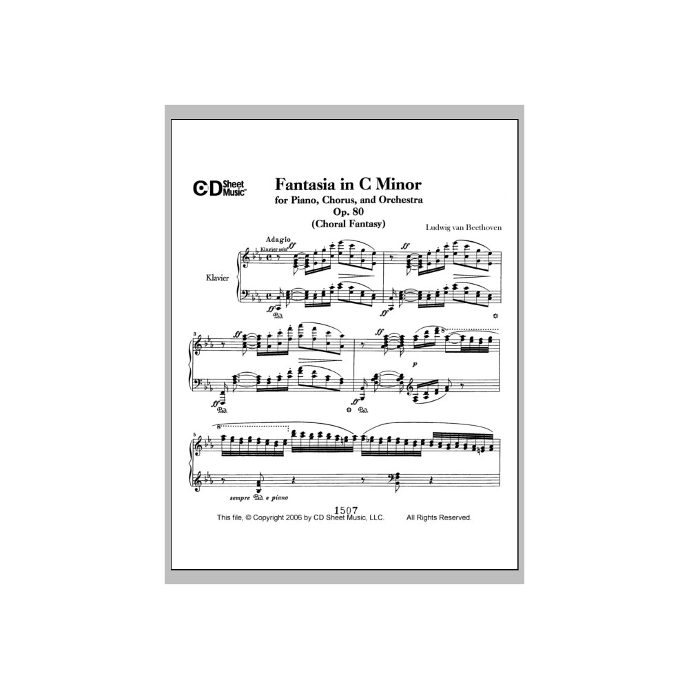 Fantasia In C Minor For Piano, Chorus, And Orchestra (choral Fantasy), Op. 80