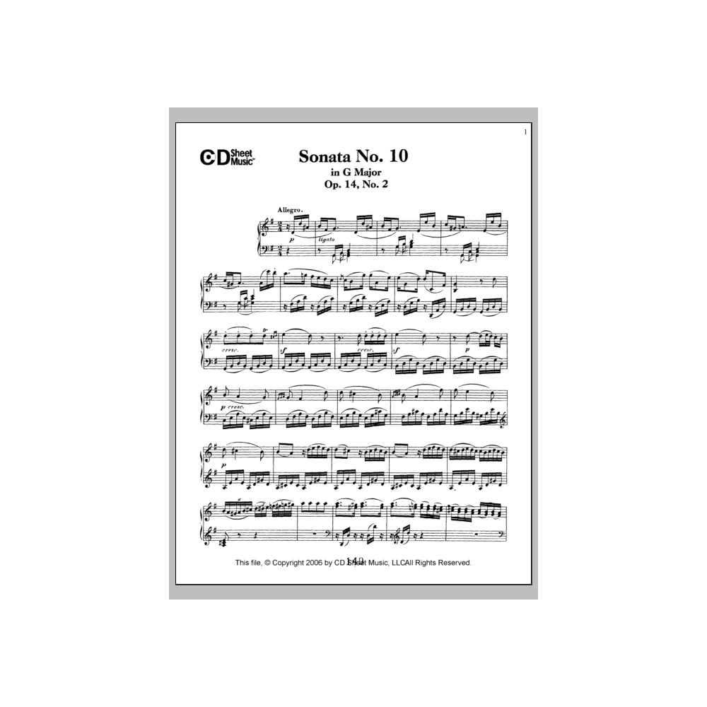 Sonata No. 10 In G Major, Op. 14, No. 2