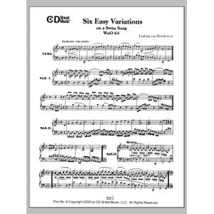 Easy Variations (6) On A Swiss Song, Woo 64