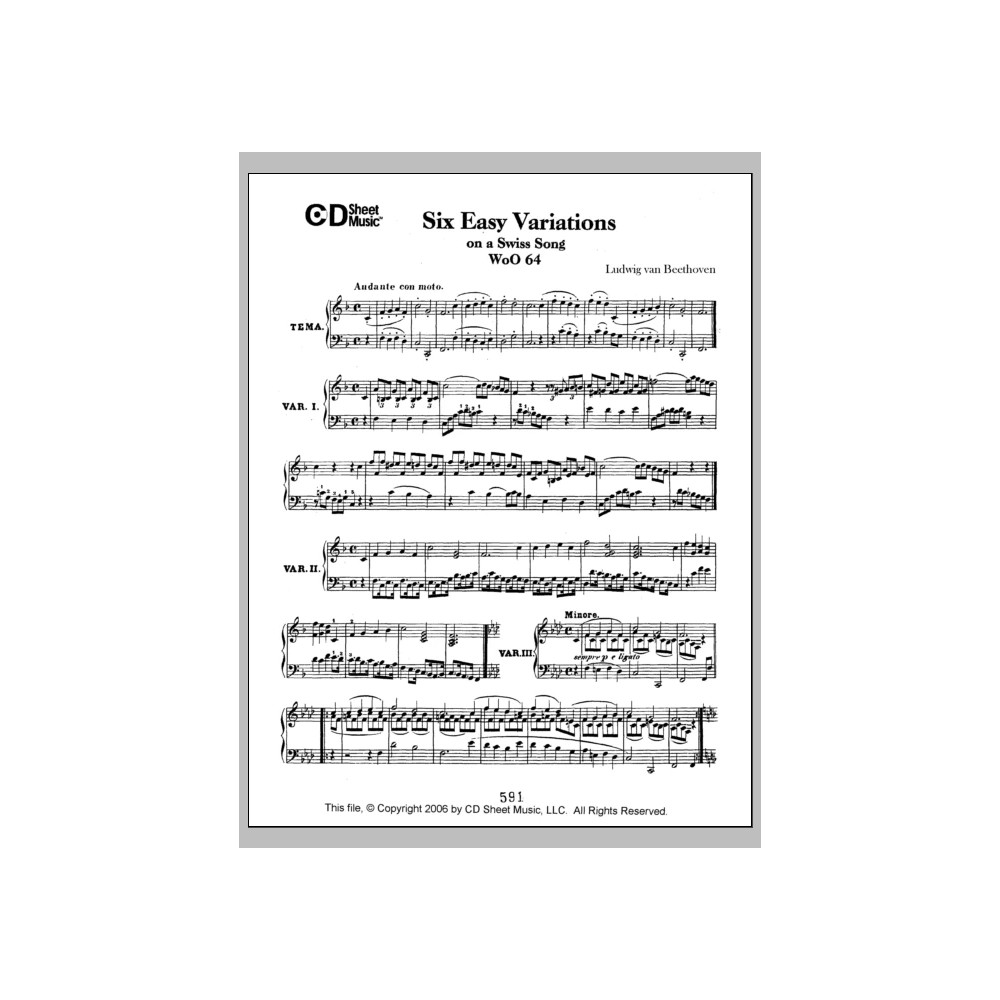 Easy Variations (6) On A Swiss Song, Woo 64