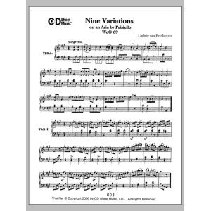 Variations (9) On An Aria By Paisiello, Woo 69