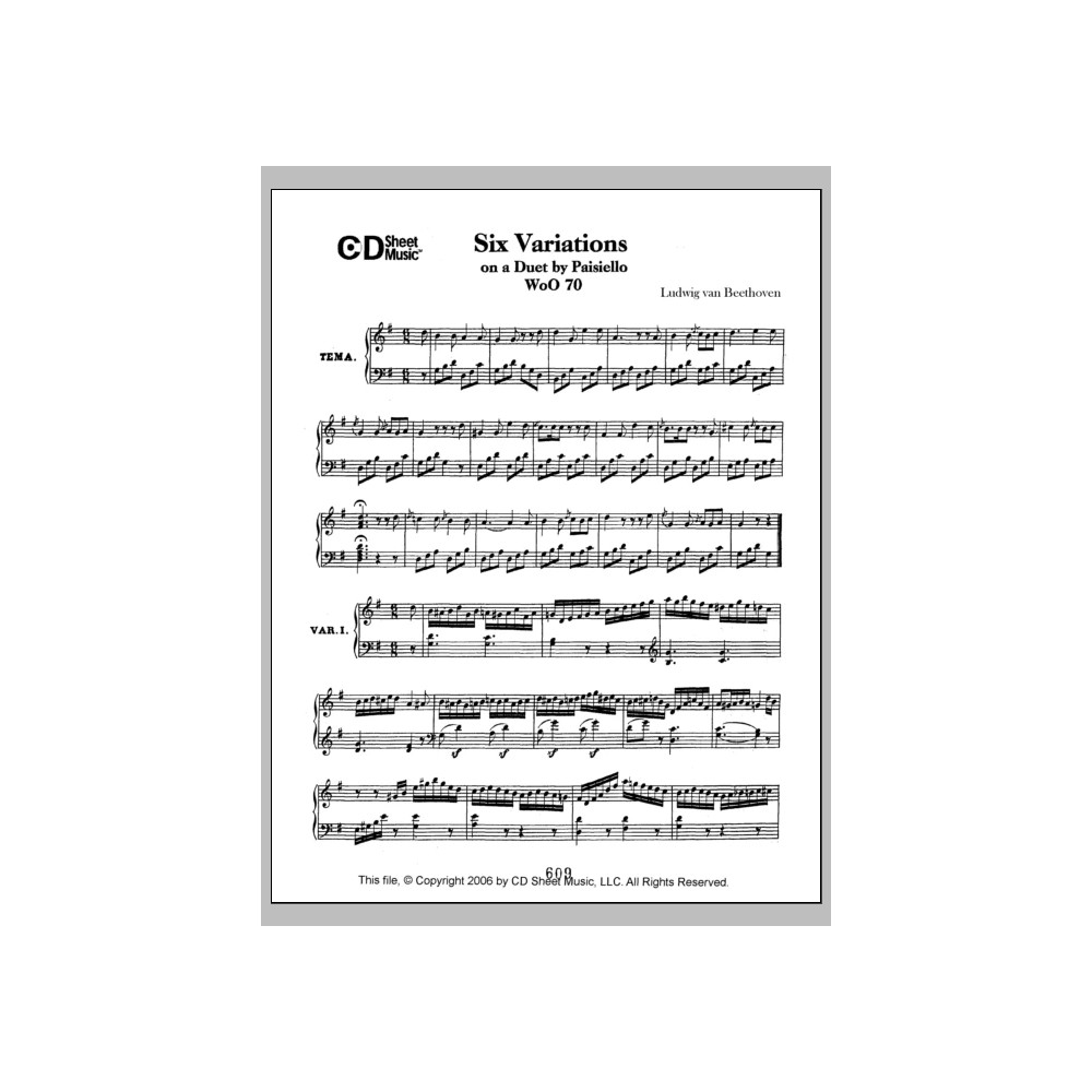 Variations (6) On A Duet By Paisiello, Woo 70