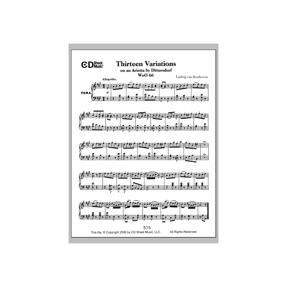 Variations (13) On An Arietta By Dittersdorf, Woo 66