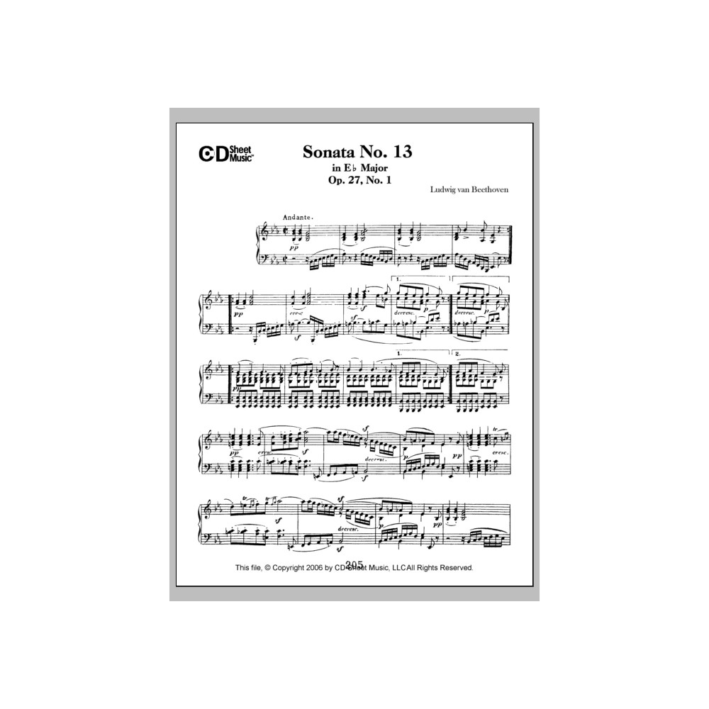 Sonata No. 13 In E-flat Major, Quasi Fantasia, Op. 27, No. 1