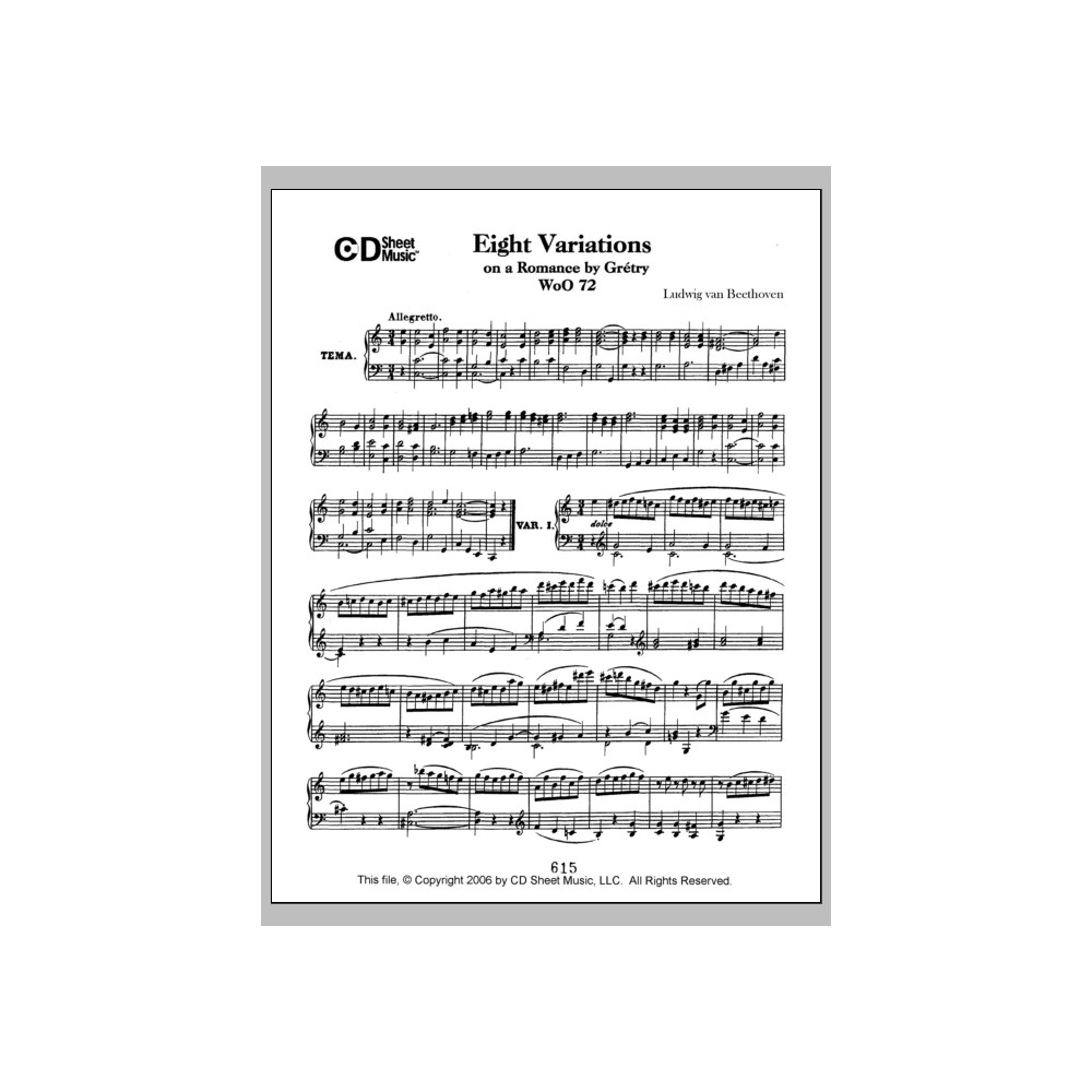 Variations (8) On A Romance By Gretry, Woo 72