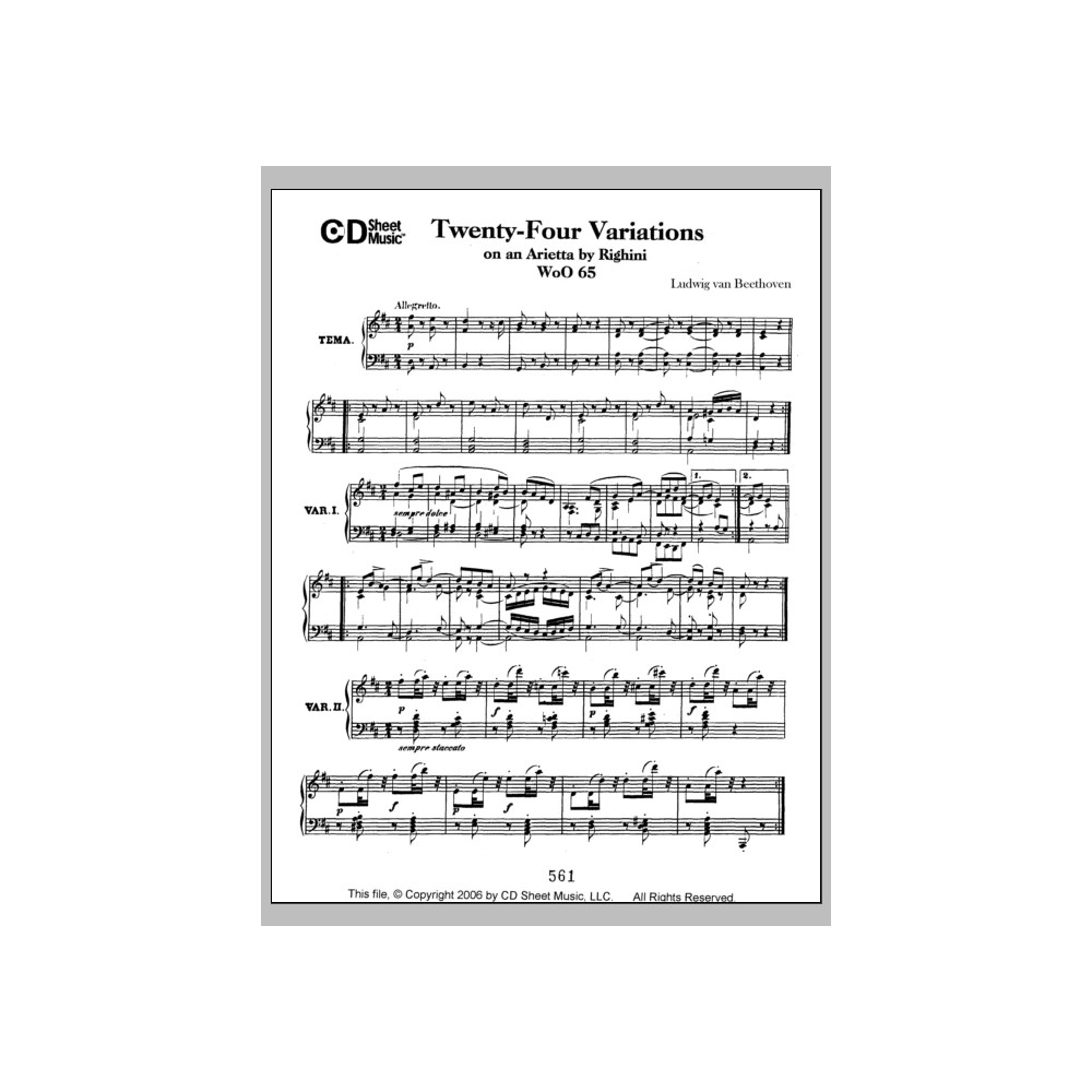 Variations (24) On An Arietta By Righini, Woo 65