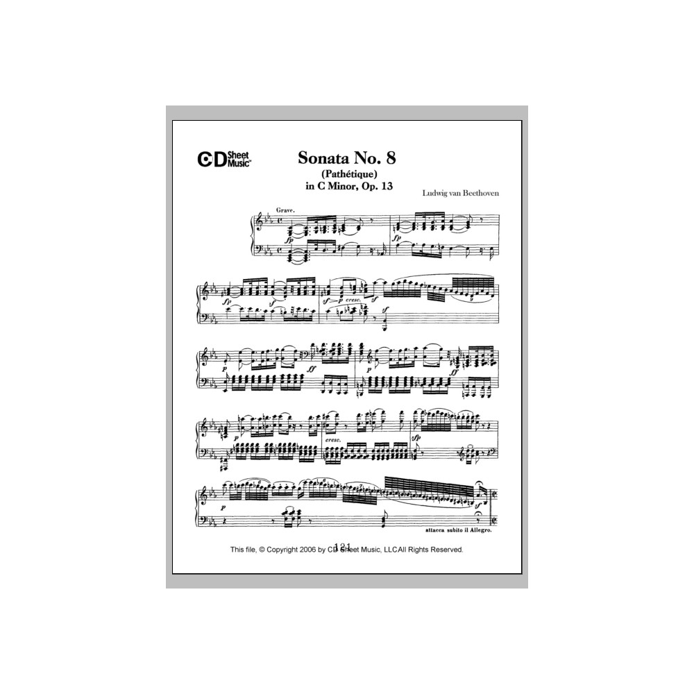 Sonata No. 8 In C Minor (pathetique), Op. 13