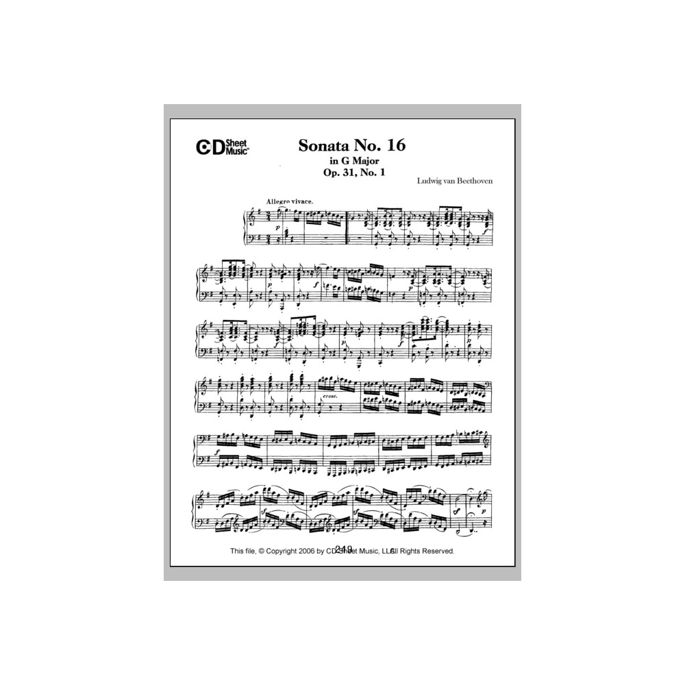 Sonata No. 16 In G Major, Op. 31, No. 1
