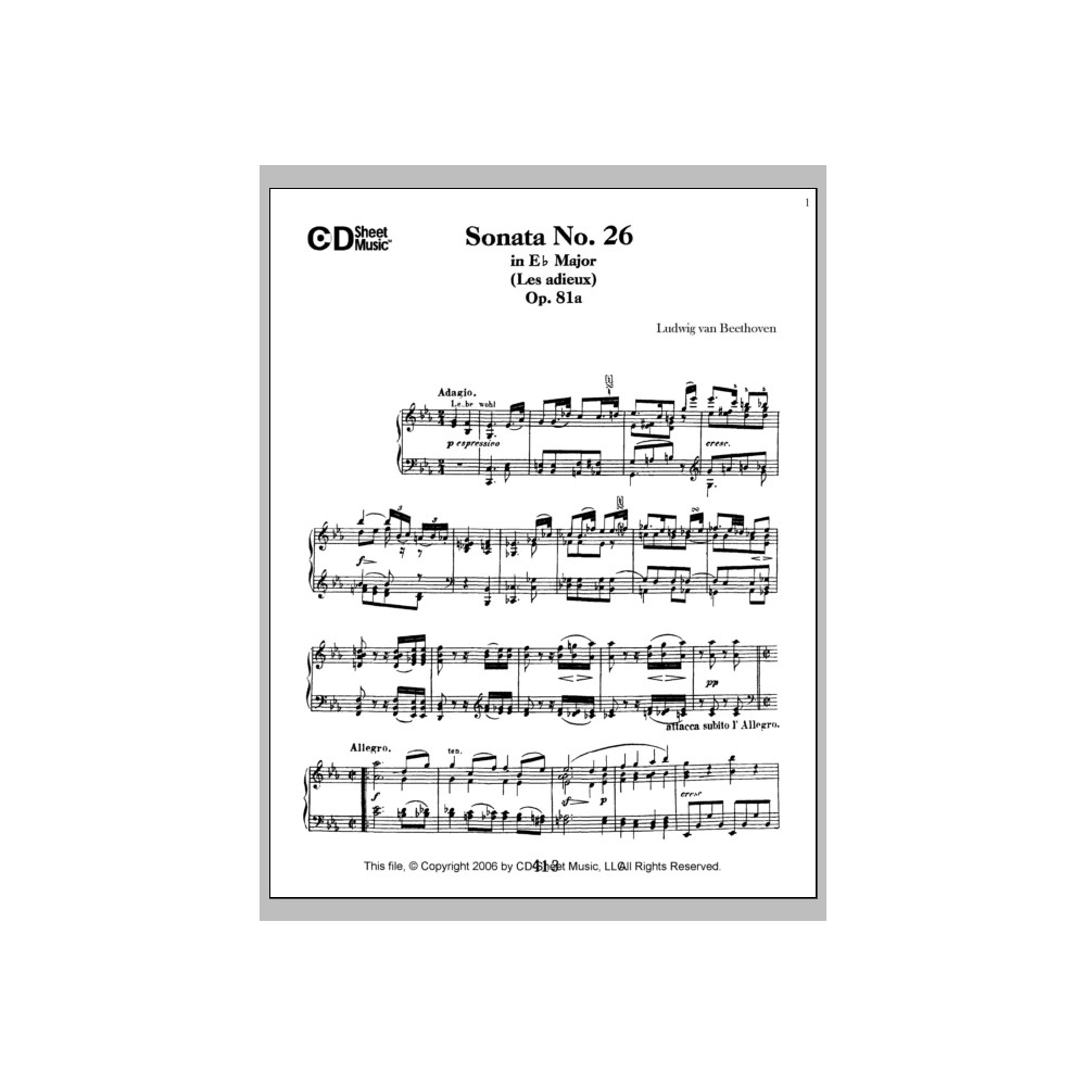 Sonata No. 26 In E-flat Major (les Adieux), Op. 81a