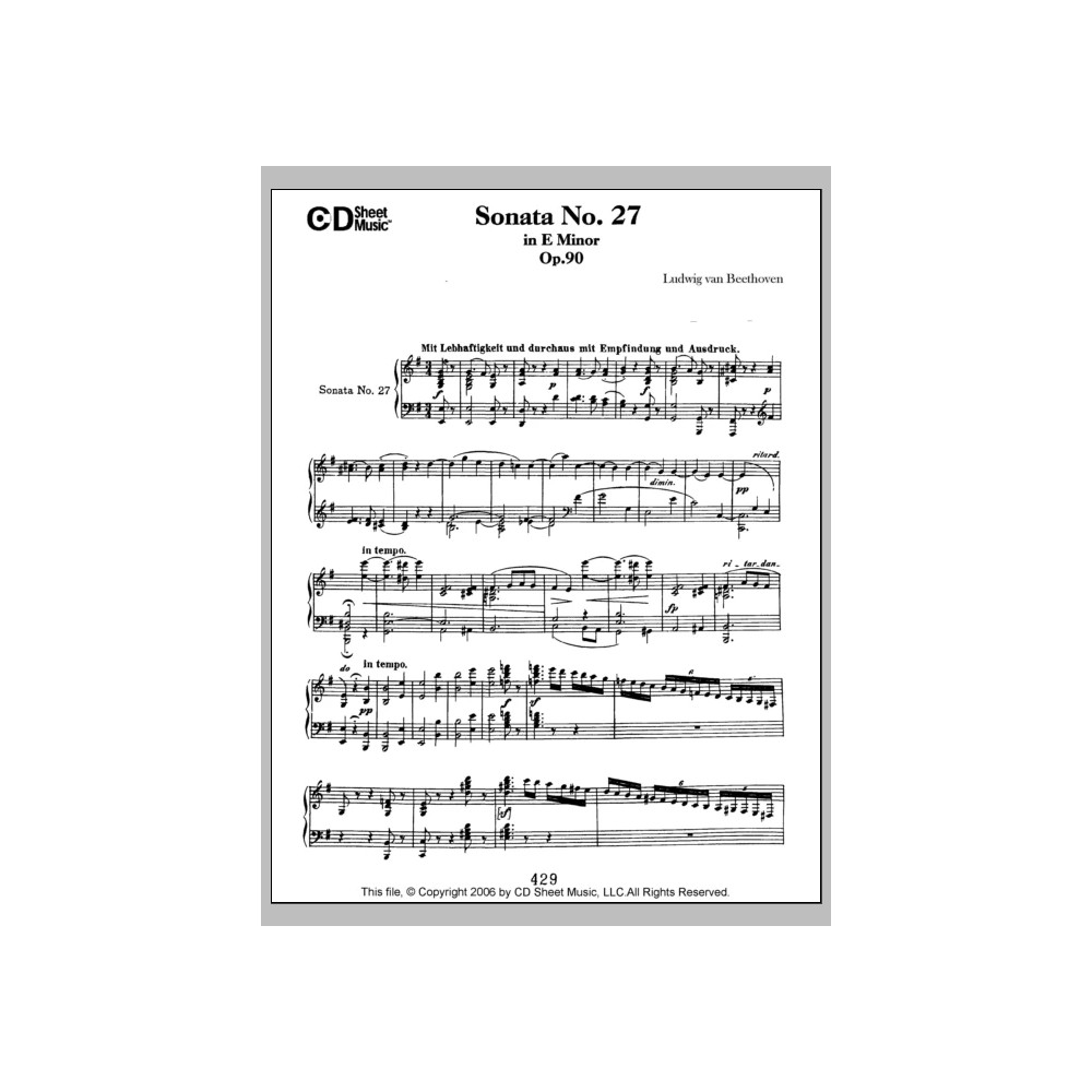 Sonata No. 27 In E Minor, Op. 90