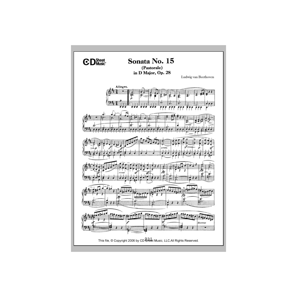 Sonata No. 15 In D Major (pastorale), Op. 28