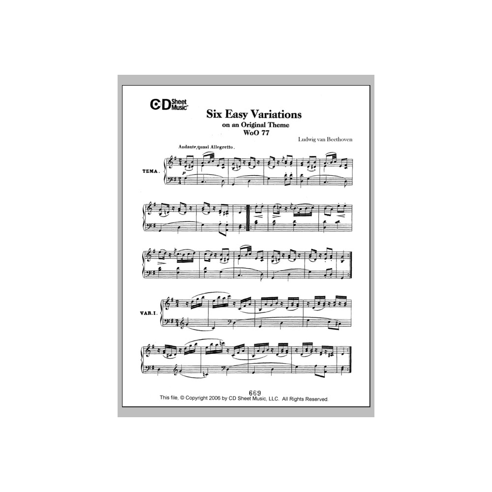 Easy (6) Variations On An Original Theme, Woo 77