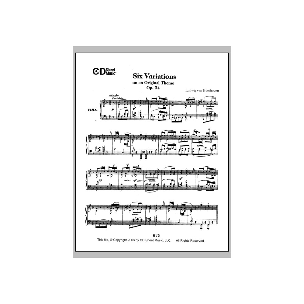 Variations (6) On An Original Theme, Op. 34