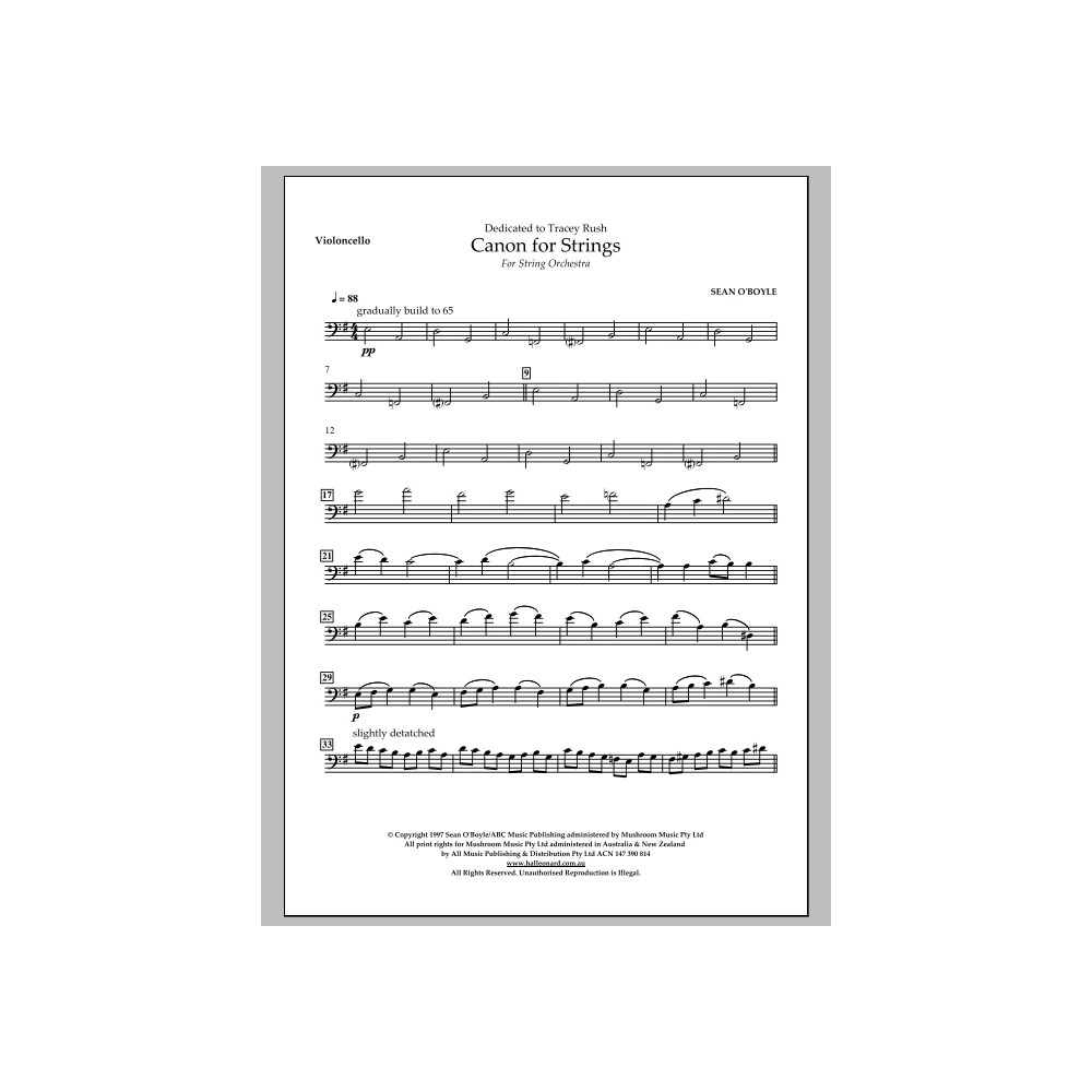 Canon for Strings - Violoncello