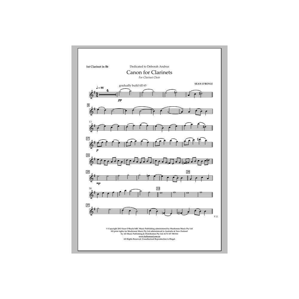 Canon For Clarinets - Bb Clarinet 1