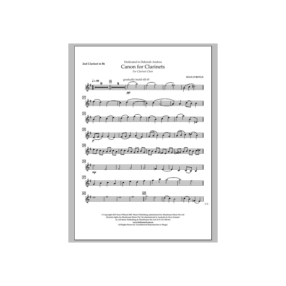 Canon For Clarinets - Bb Clarinet 2