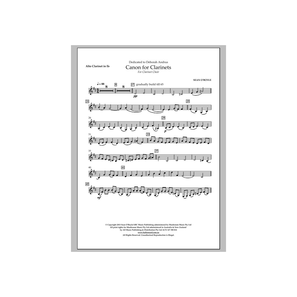 Canon For Clarinets - Eb Alto Clarinet