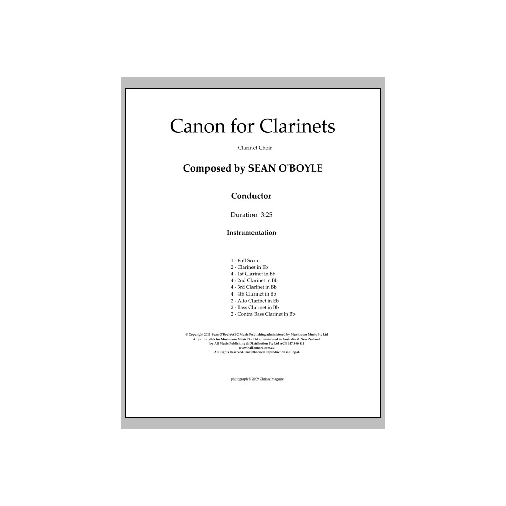 Canon For Clarinets - Score