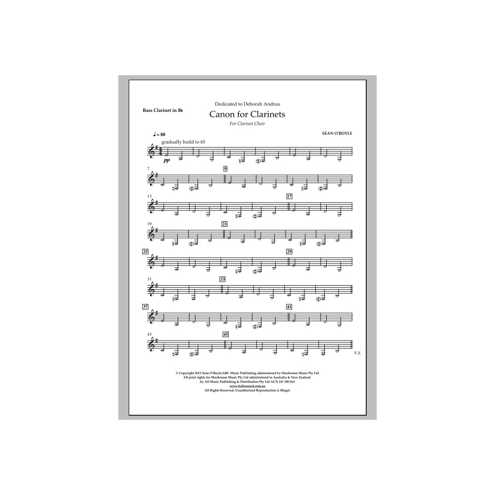 Canon For Clarinets - Bb Bass Clarinet