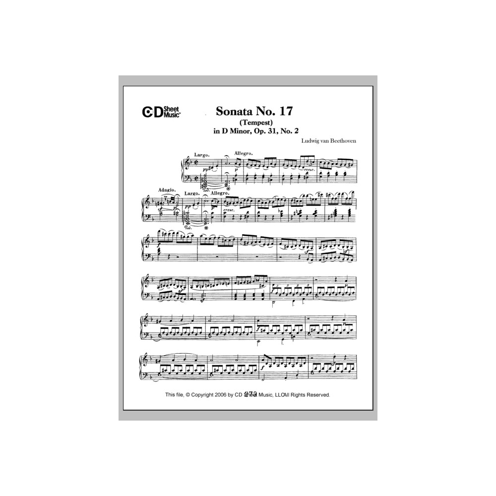 Sonata No. 17 In D Minor (tempest), Op. 31, No. 2
