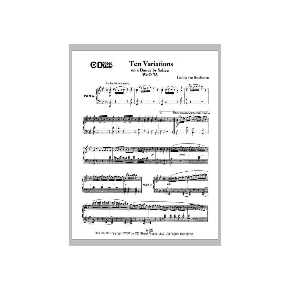 Variations (10) On A Duet By Salieri, Woo 73