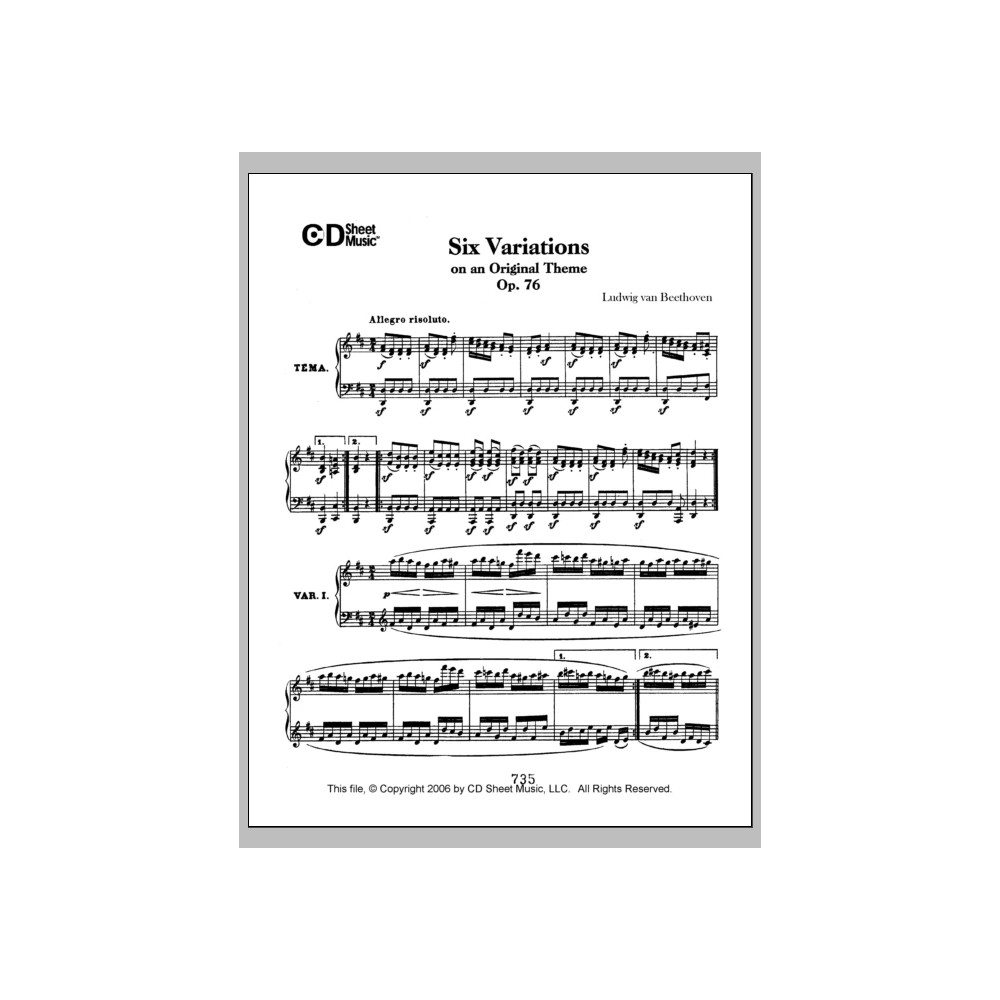 Variations (6) On An Original Theme, Op. 76