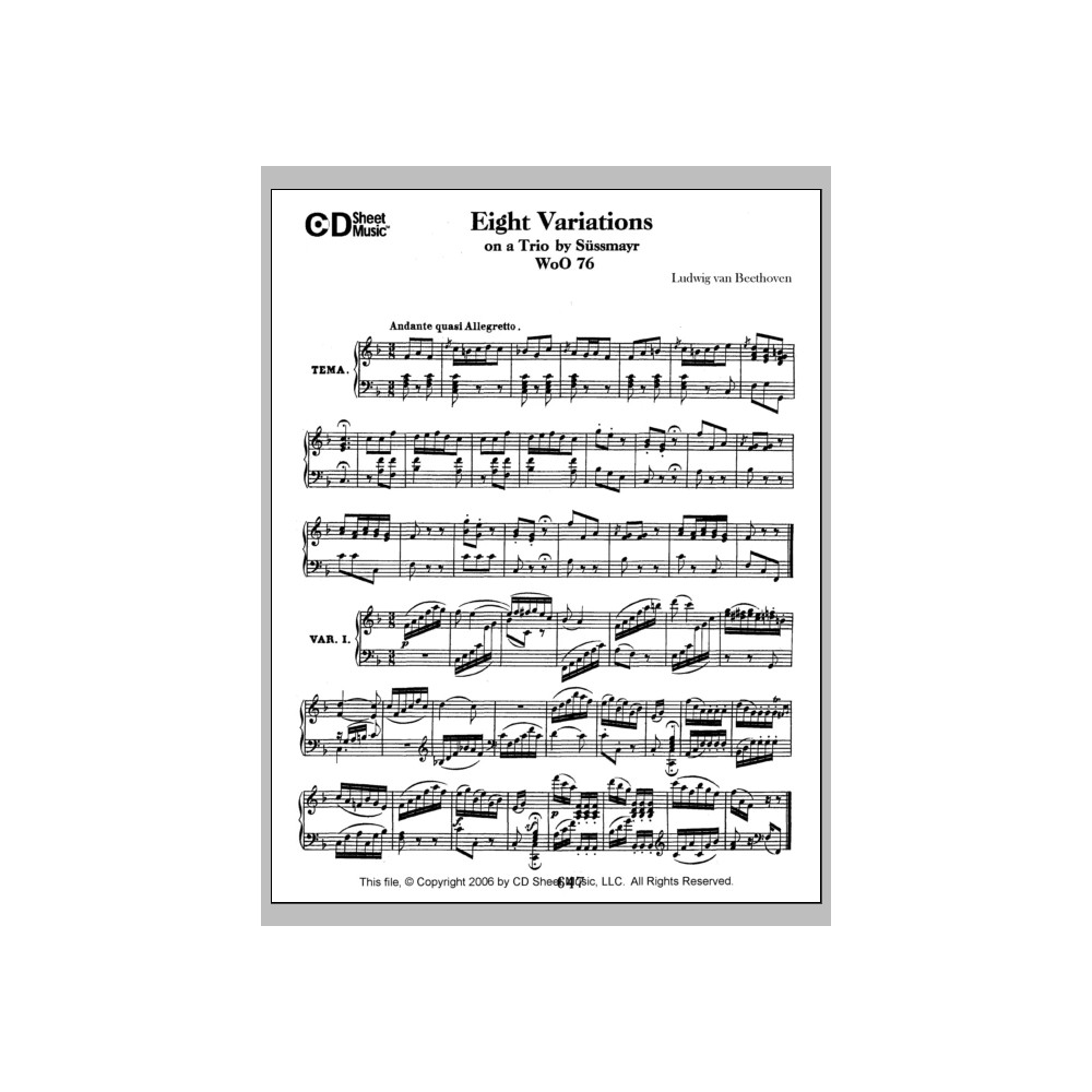 Variations (8) On A Trio By Sussmayr, Woo 76