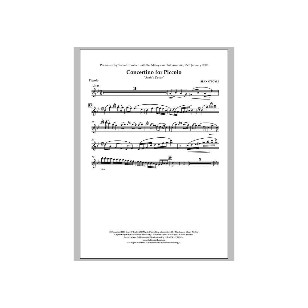 Sonia's Dance Concertino for Piccolo - Piccolo