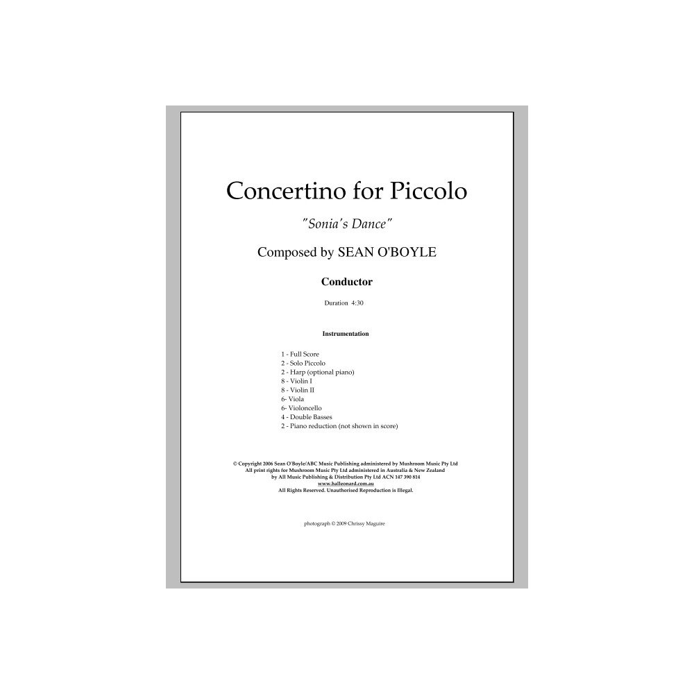 Sonia's Dance Concertino for Piccolo - Score