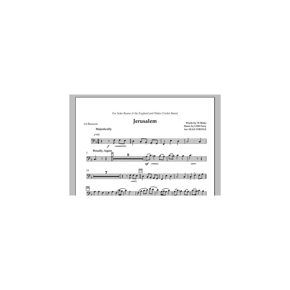 Jerusalem (in key of F) - 1st Bassoon