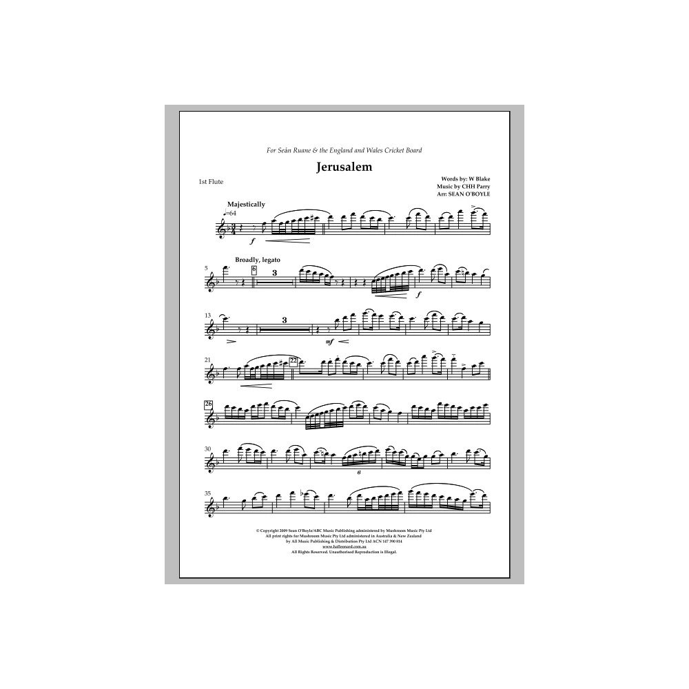 Jerusalem (in key of F) - 1st Flute