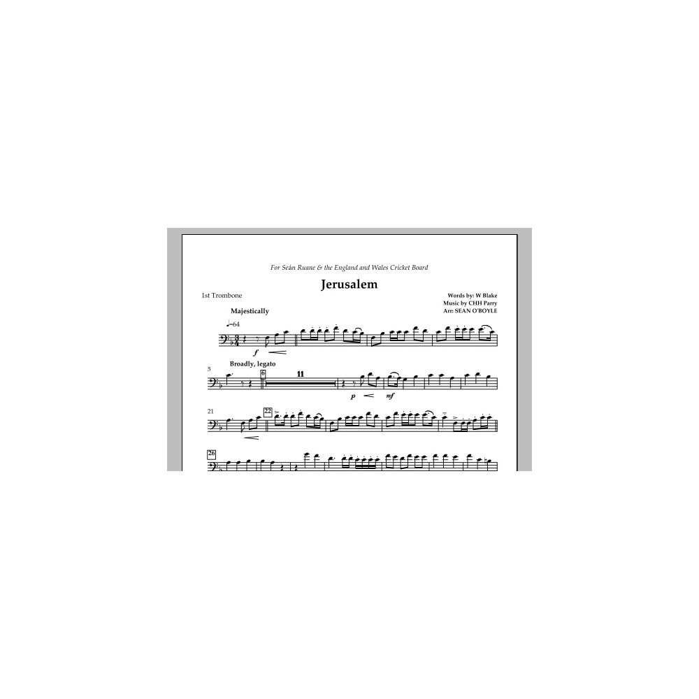 Jerusalem (in key of F) - 1st Trombone