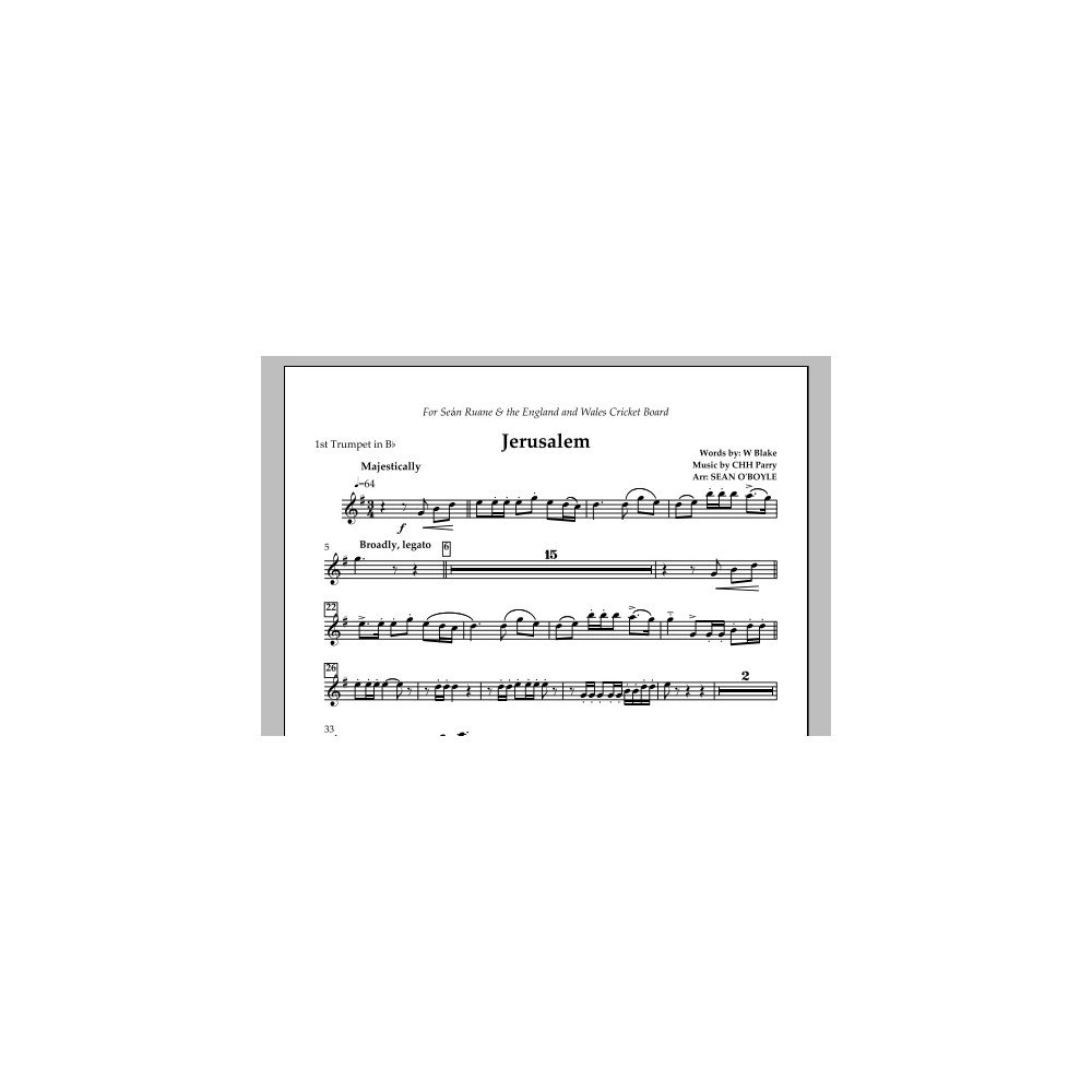 Jerusalem (in key of F) - Bb Trumpet 1