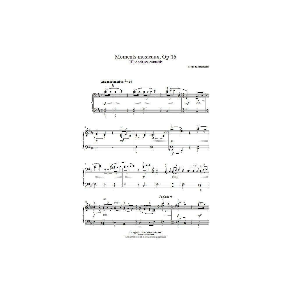 Moments musicaux Op.16, No.3 Andante cantabile