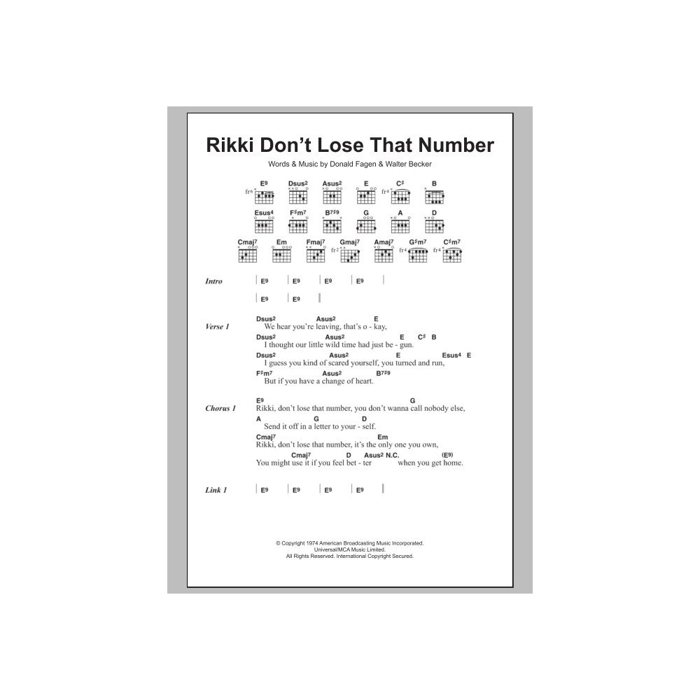 Rikki Don't Lose That Number