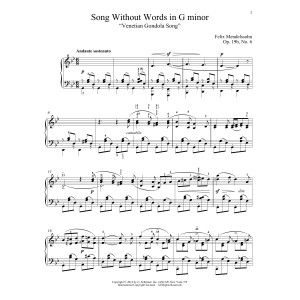 Song Without Words In G Minor "Venetian Gondola Song," Op. 19, No. 6