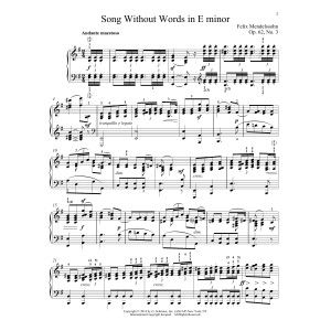 Song Without Words In E Minor, Op. 52, No. 3