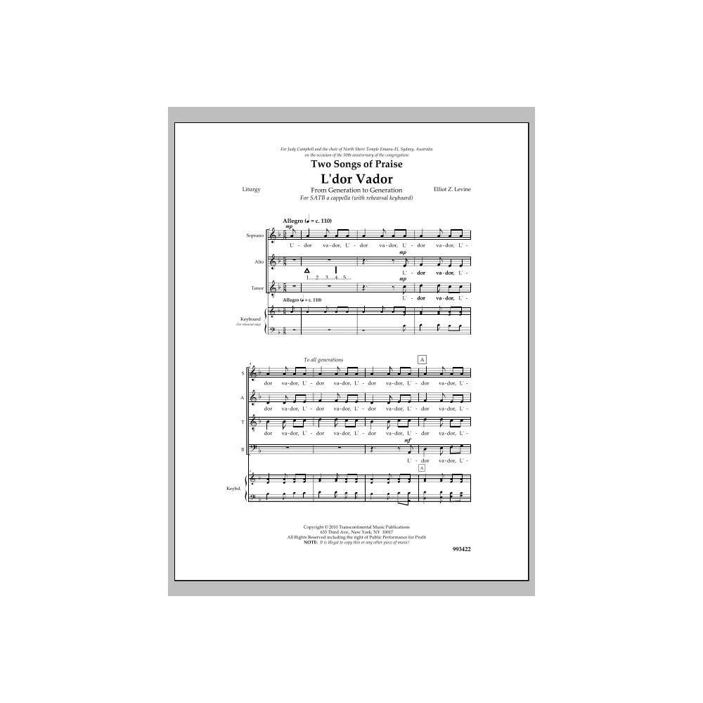 Two Songs Of Praise: L'dor Vador And Psalm 146