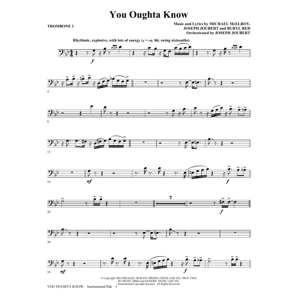 You Oughta Know - Trombone 1