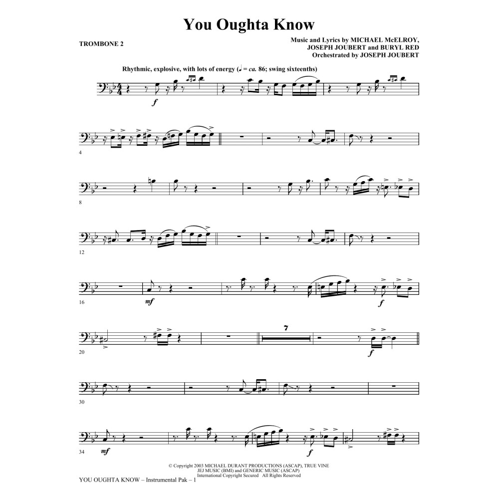 You Oughta Know - Trombone 2