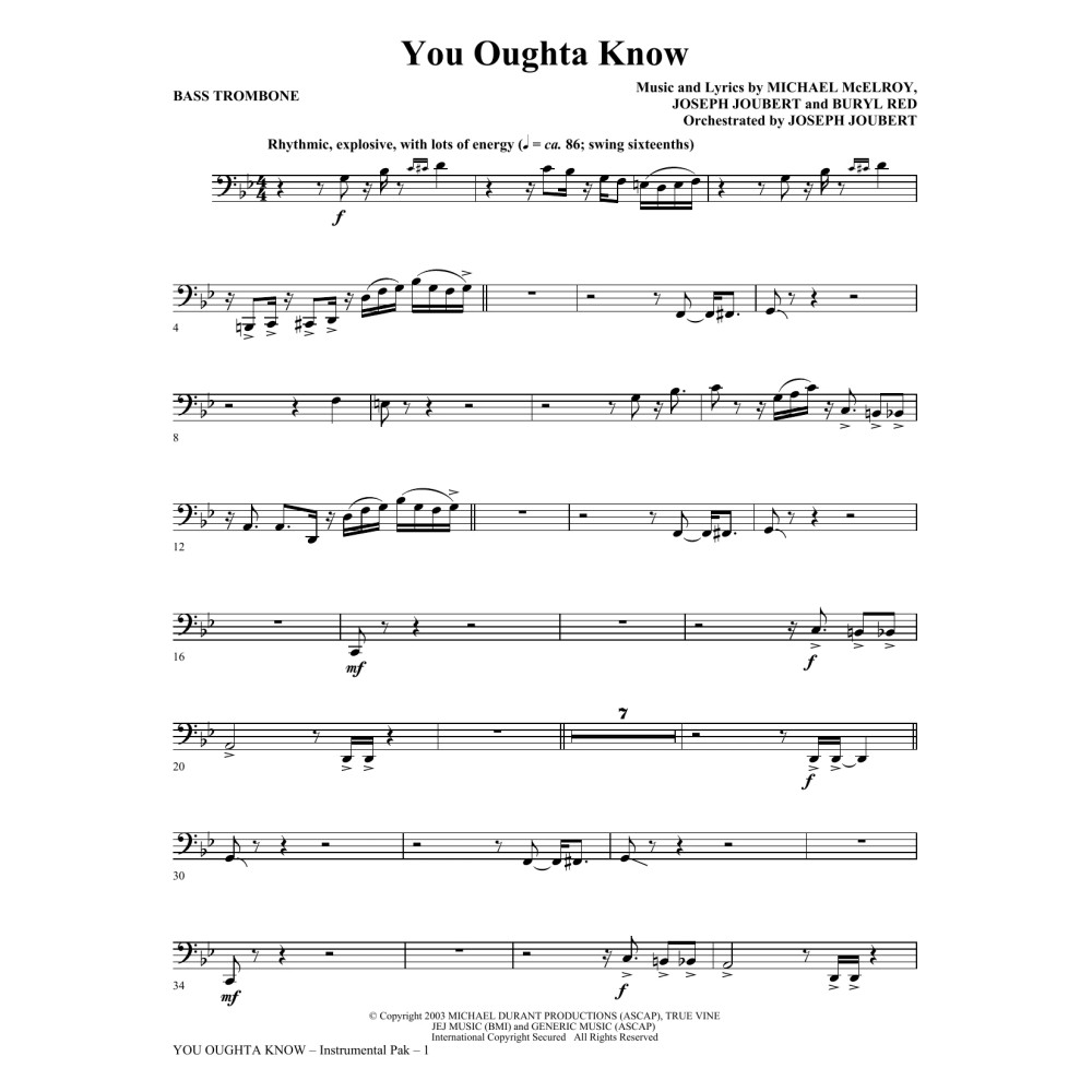 You Oughta Know - Bass Trombone