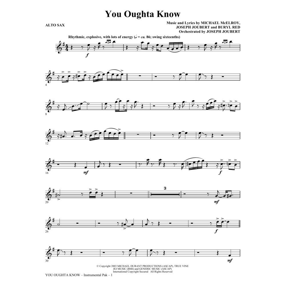 You Oughta Know - Alto Sax