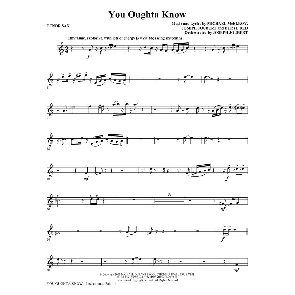 You Oughta Know - Tenor Sax