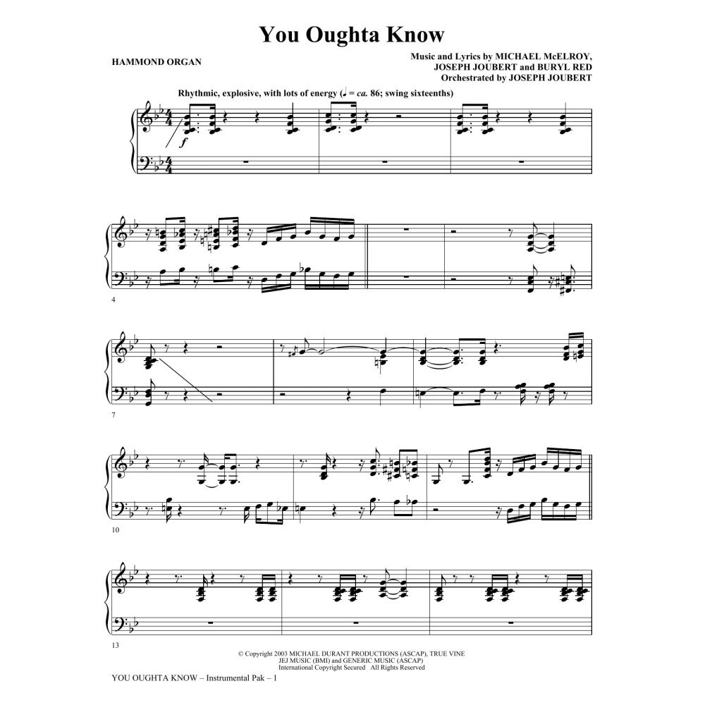 You Oughta Know - Organ