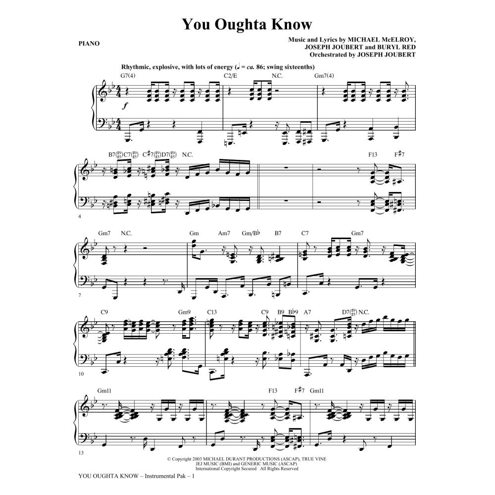 You Oughta Know - Piano