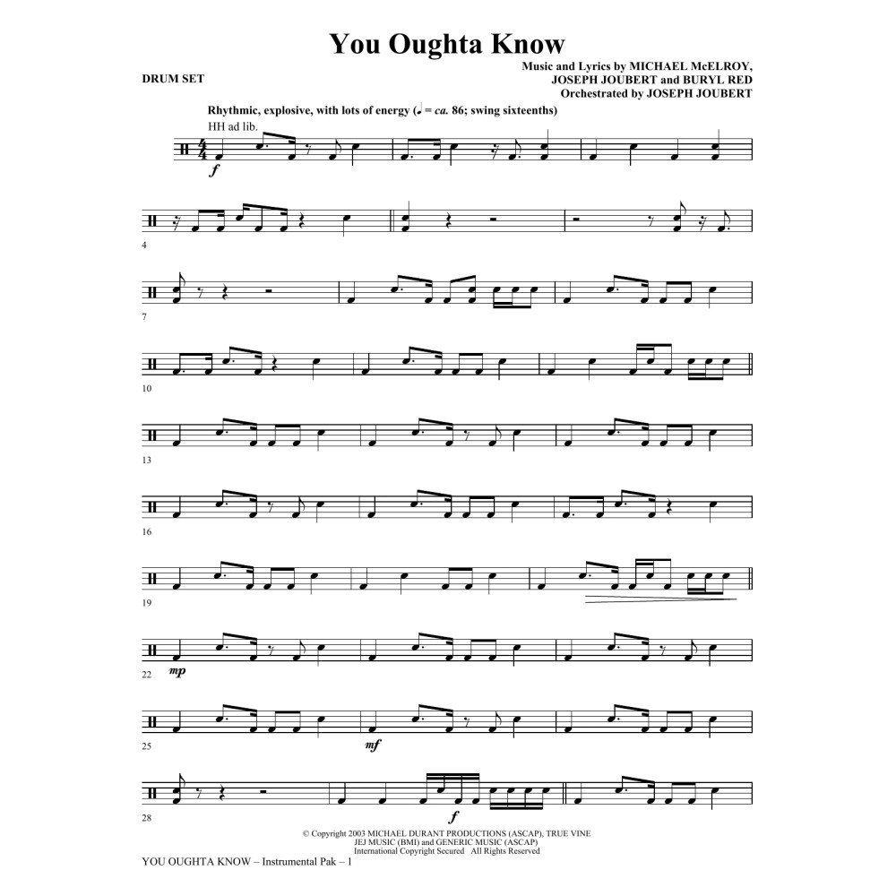 You Oughta Know - Drum Set