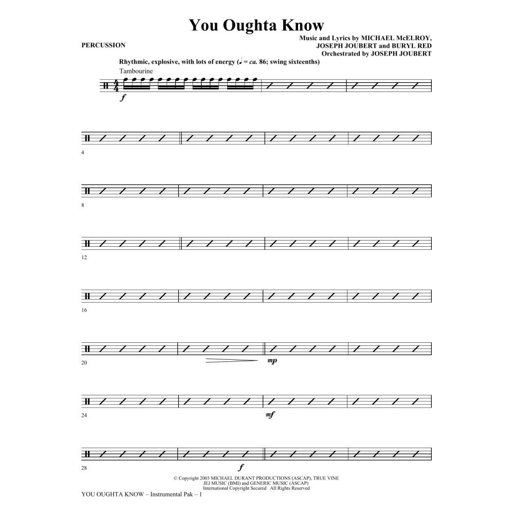 You Oughta Know - Percussion
