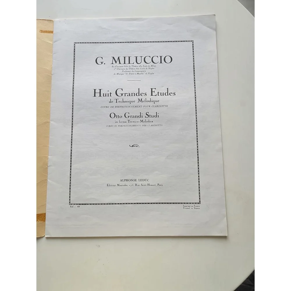G. Miluccio - Huit Grandes etudes de Technique mélodie - cours de perfectionnement pour clarinette