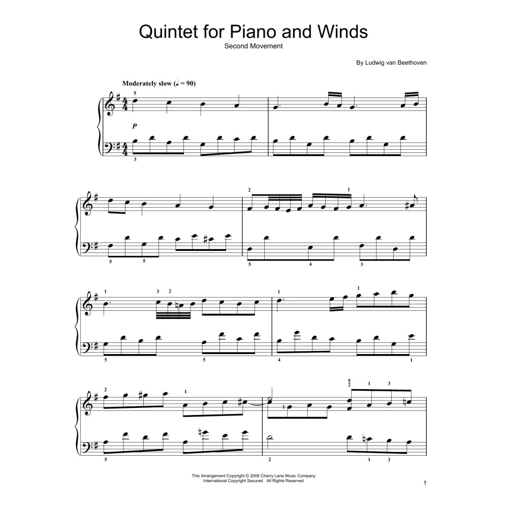 Quintett für Klavier und Bläser: Andante